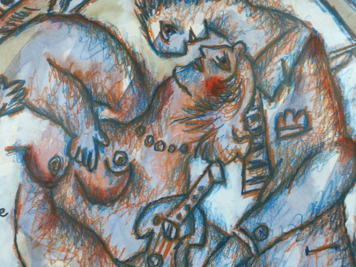 T. TOBIASSE."L'amour oublié des peuples errants". Technique mixte sur 