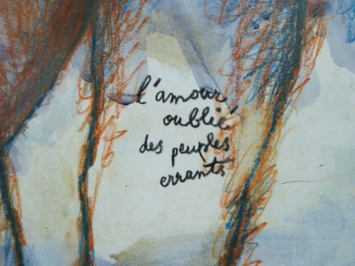 T. TOBIASSE."L'amour oublié des peuples errants". Technique mixte sur 