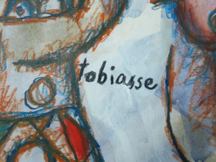 T. TOBIASSE."L'amour oublié des peuples errants". Technique mixte sur 