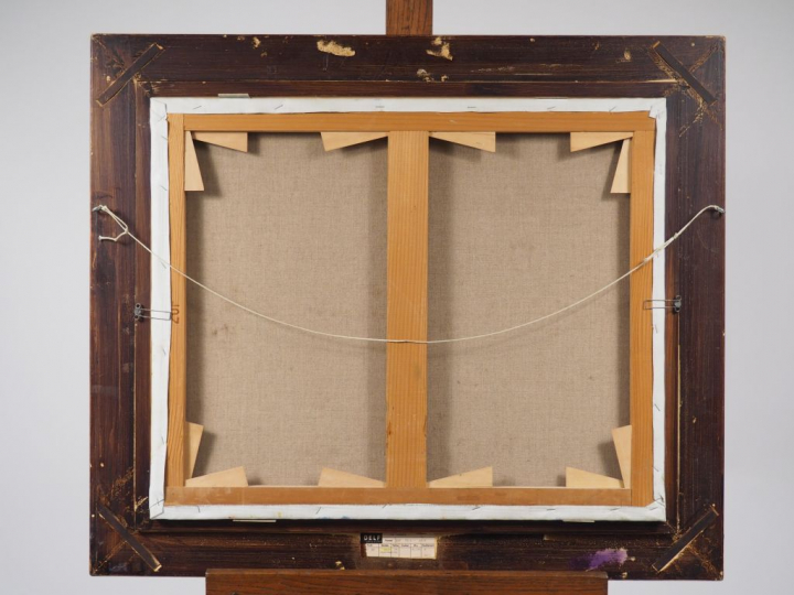 Ecole française Xxème. "Paysage de Provence". Huile sur toile, signée 