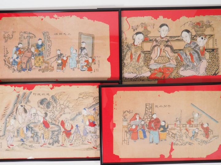 Treize encres et couleurs sur papier représentant des scènes de person