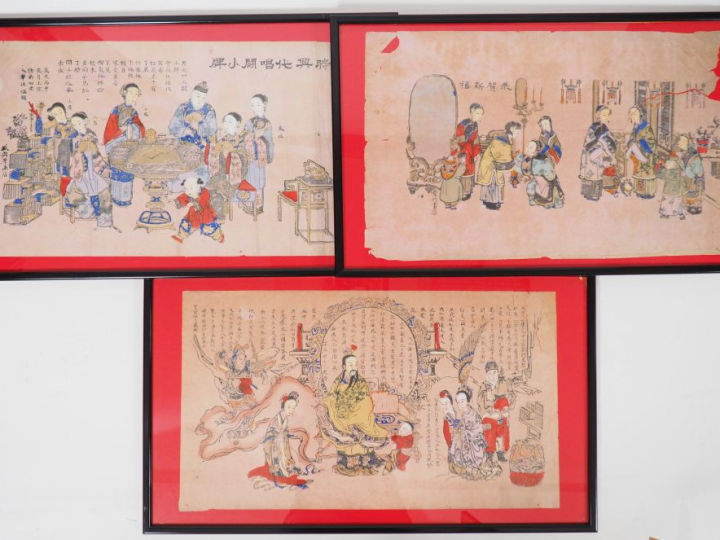 Treize encres et couleurs sur papier représentant des scènes de person