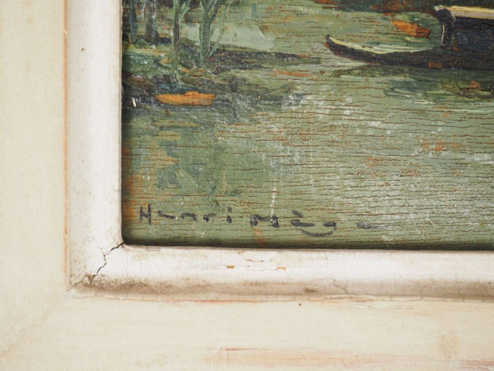 Henri MEGE "Nuit à Tinh Nohc, rivière environs de Saigon" Huile sur pa