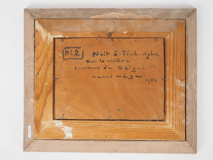 Henri MEGE "Nuit à Tinh Nohc, rivière environs de Saigon" Huile sur pa