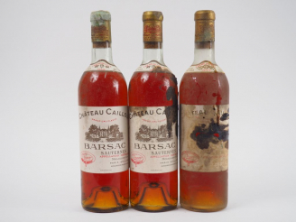 Vente aux enchères 3 BOUTEILLES CHÂTEAU 'CAILLOU CRÈME DE TÊTE' SAUTERNES - 1959 - MEP/CA