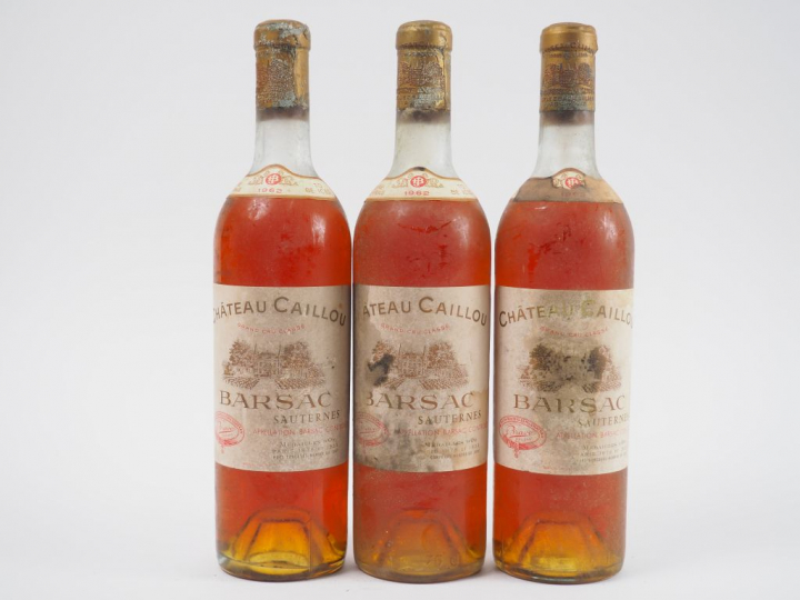 3 BOUTEILLES CHÂTEAU CAILLOU SAUTERNES - 1962 - HEP/ET