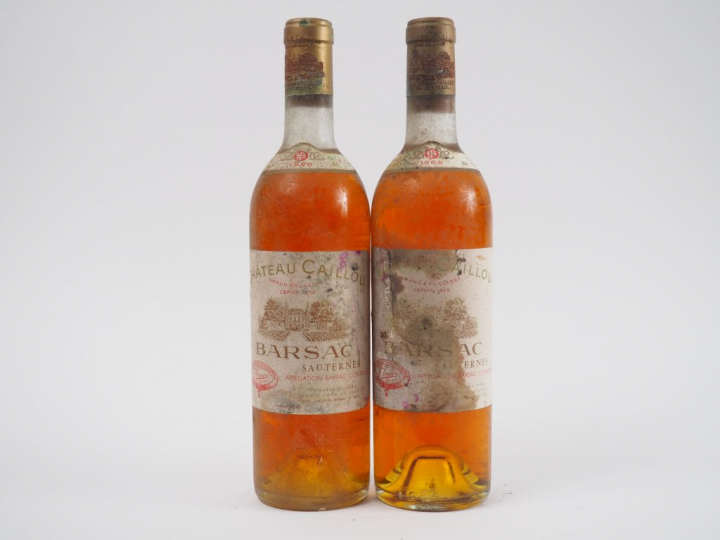 2 BOUTEILLES CHÂTEAU CAILLOU SAUTERNES - 1966 - 2 BG/ET
