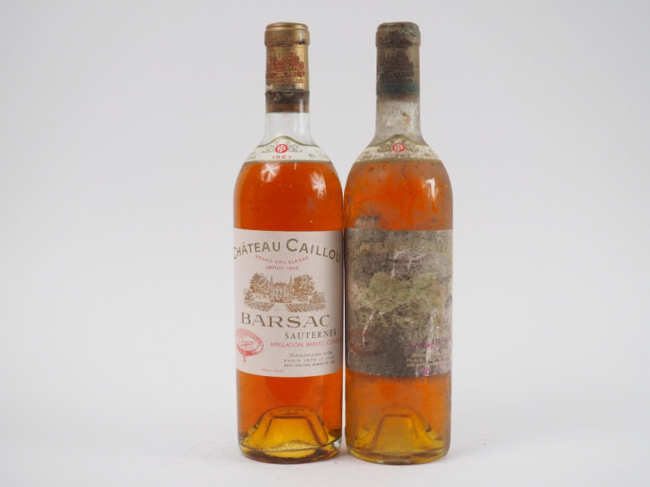 2 BOUTEILLES CHÂTEAU CAILLOU SAUTERNES - 1967 - 1 LB-HEP/1 HEP-MEP/ET