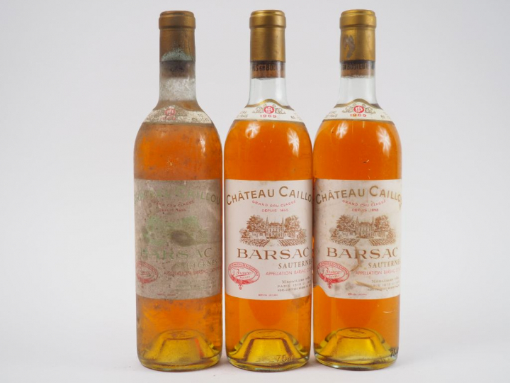 3 BOUTEILLES CHÂTEAU CAILLOU SAUTERNES - 1969 - 1 BG/2 LB/ET
