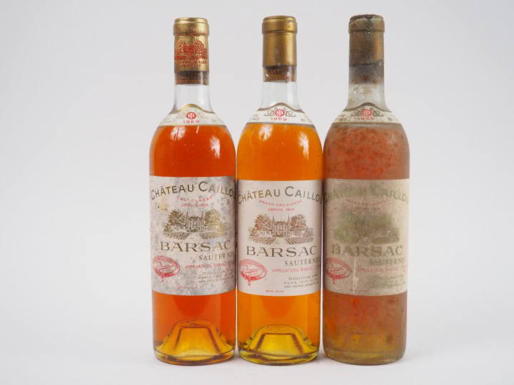 3 BOUTEILLES CHÂTEAU CAILLOU SAUTERNES - 1969 - 2 LB/1 MEP/ET