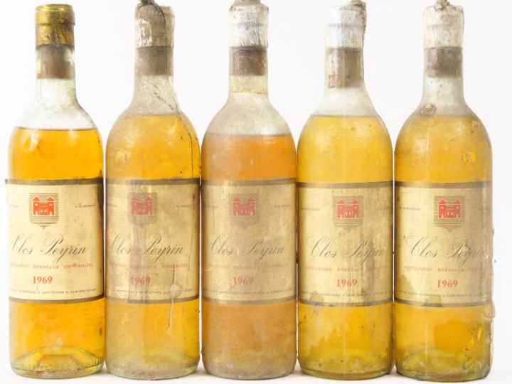 5 BOUTEILLES CLOS PEYRIN BORDEAUX - 1969 - 3 MEP/2 BEP