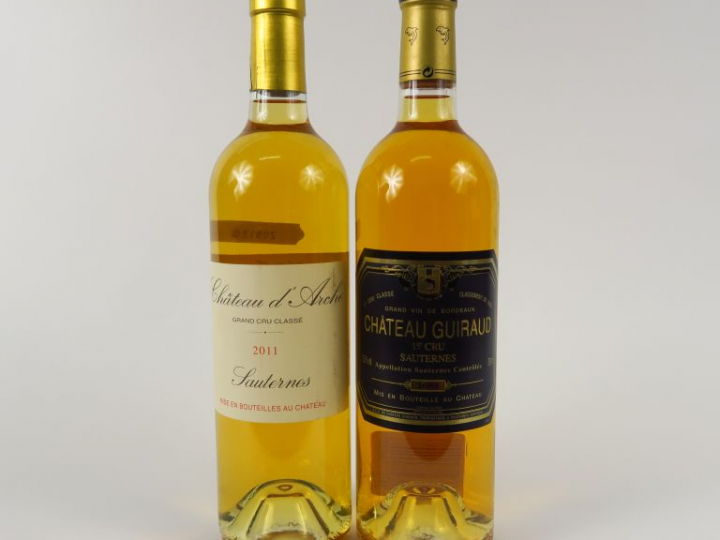 2 BOUTEILLES SAUTERNES : 1 CHÂTEAU GUIRAUD 1er CC 2004 - 1 CHÂTEAU D'A