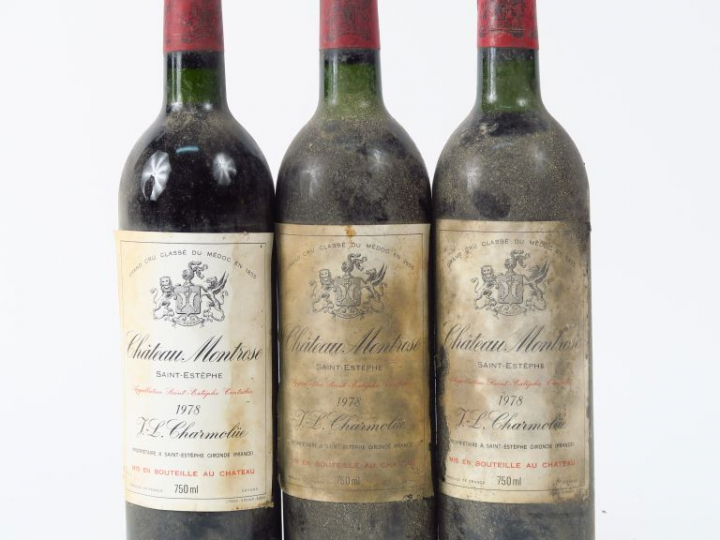3 BOUTEILLES CHÂTEAU MONTROSE GCC ST ESTEPHE - 1978 - 1 BG/2 LB/1 BOUC