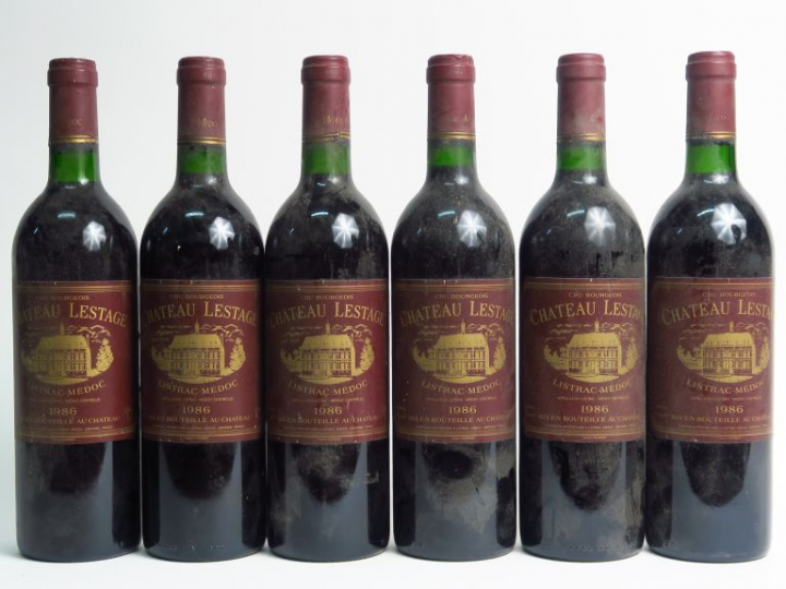 6 BOUTEILLES CHÂTEAU LESTAGE CB LISTRAC - 1986 - BG à BG+