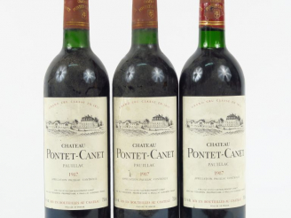Vente aux enchères 3 BOUTEILLES CHÂTEAU PONTET CANET GCC PAUILLAC - 1987 - BG