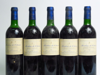 Vente aux enchères 5 BOUTEILLES MOULINS DE CITRAN HAUT MEDOC - 1987 - 3 LB/2 HEP