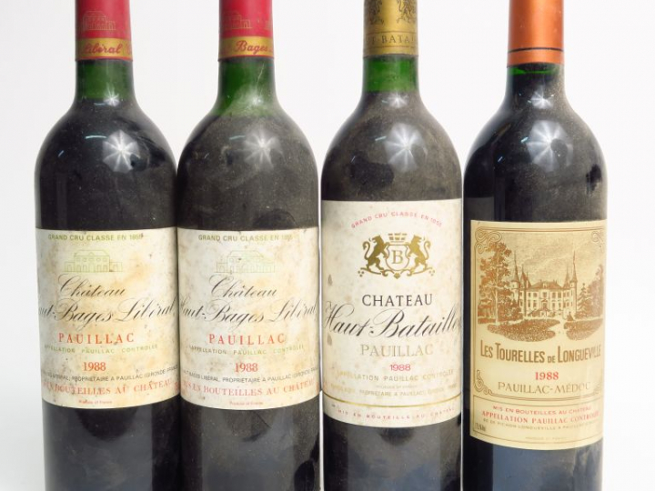 4 BOUTEILLES PAUILLAC 1988 : 2 CHÂTEAU HAUT BAGES LIBERAL GCC 1 BG/1 H