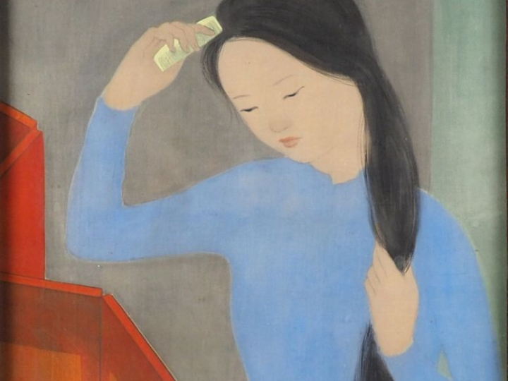 VU CAO DAM (1908-2000)  Paire de peintures verticales, Jeune Indochino