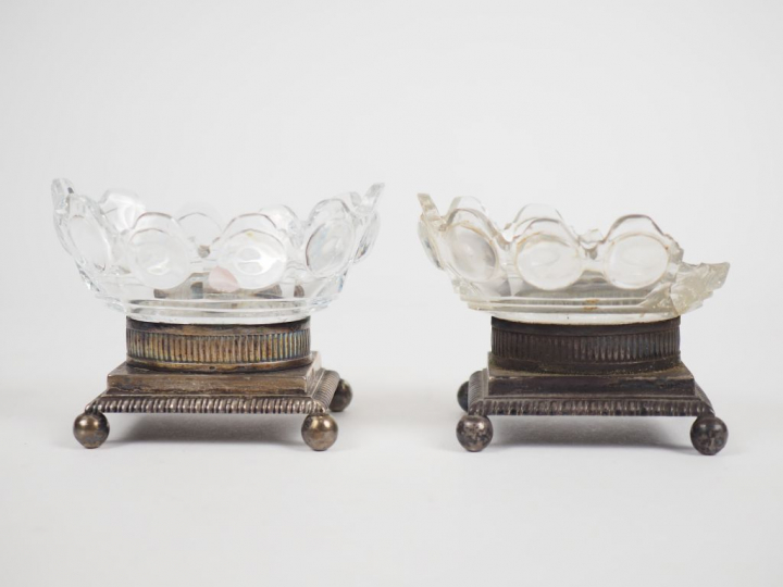 Paire de salerons en argent, poinçon Vieillard, à décor de godrons, re
