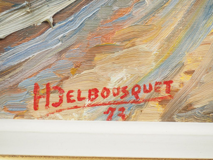 H. DELBOUSQUET. "Forêt des Landes". Huile sur toile, signée en bas à g