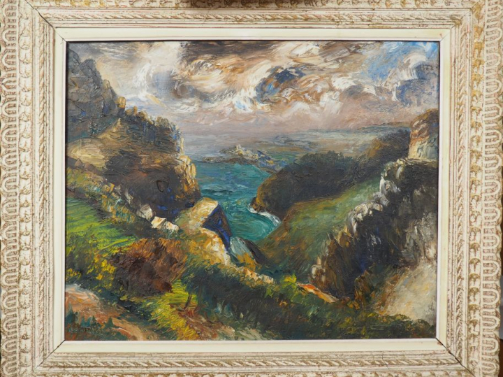 Jean Théodore CONRAD KICKERT. "Rochers à l'île d'Yeu". Huile sur toile