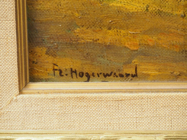 Frans HOGERWAARD. "Pinède". Huile sur toile marouflée sur panneau, sig