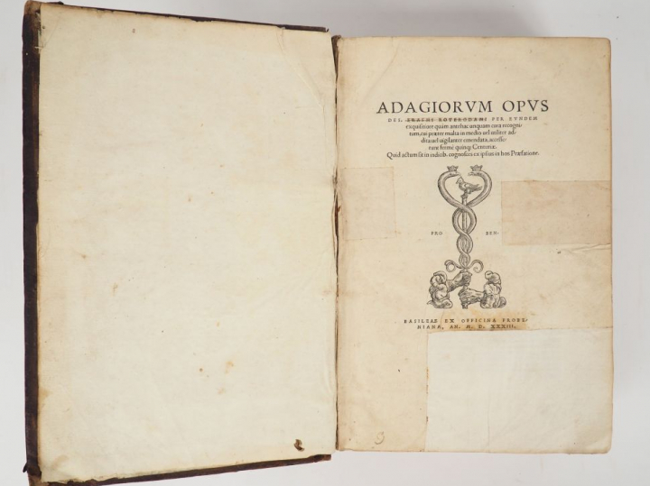 ERASME. Adagiorum opus. Bâle, Froben 1533. in-folio, 36 ff. n. ch.-107