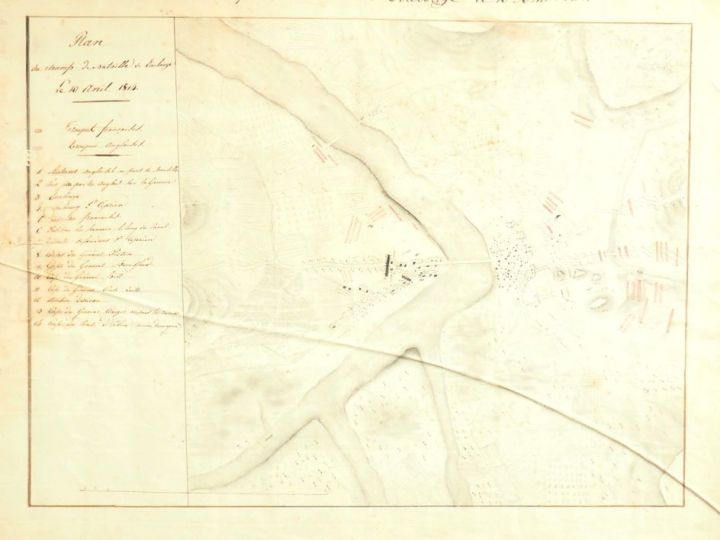 PLAN DU CHAMP DE BATAILLE DE TOULOUSE LE 10 AVRIL 1814. Plan original 
