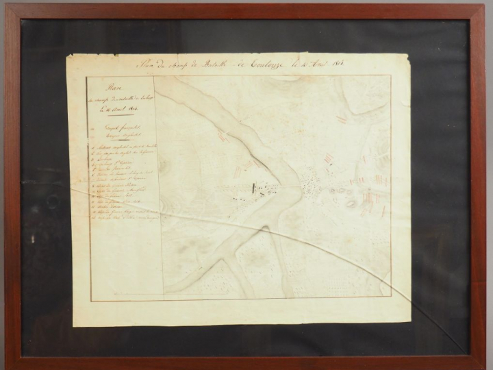 PLAN DU CHAMP DE BATAILLE DE TOULOUSE LE 10 AVRIL 1814. Plan original 