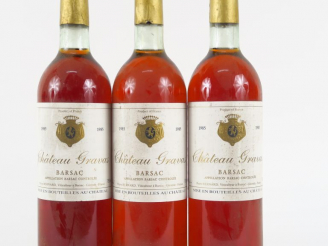 Vente aux enchères 3 BOUTEILLES CHÂTEAU GRAVAS P. BERNARD BARSAC - 1985 - BG