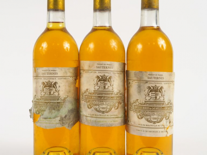 3 BOUTEILLES CHÂTEAU FILHOT CC SAUTERNES - 1986 - BG - 3 EA