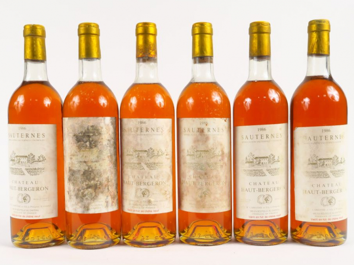 3 BOUTEILLES CHÂTEAU HAUT BERGERON SAUTERNES - 1986 -2 BG+/1 BG