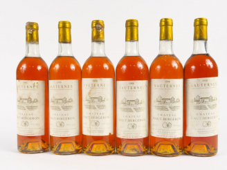 Vente aux enchères 6 BOUTEILLES CHÂTEAU HAUT BERGERON SAUTERNES - 1986 -LB
