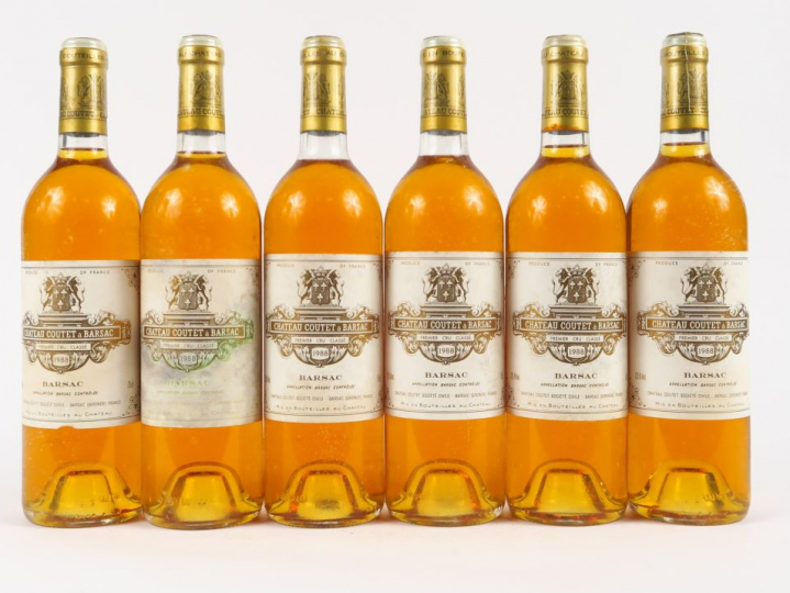 6 BOUTEILLES CHÂTEAU COUTET 1er CC SAUTERNES - 1988 - 3 BG+/1 LB