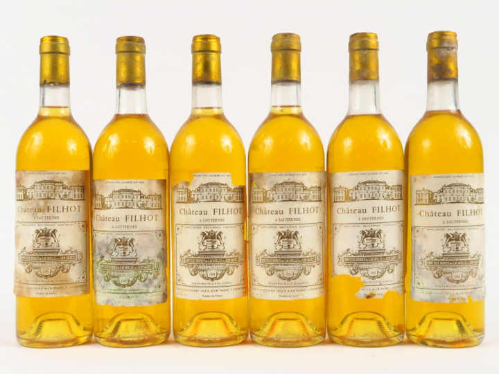 6 BOUTEILLES CHÂTEAU FILHOT CC SAUTERNES - 1988 - 2 BG+/3 BG/1 LB/ELA