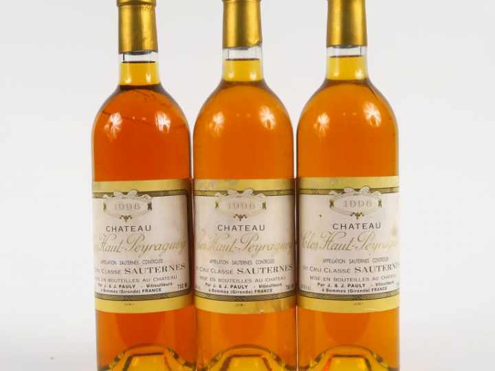 3 BOUTEILLES CHÂTEAU CLOS HAUT PEYRAGUEY 1er CC SAUTERNES - 1996