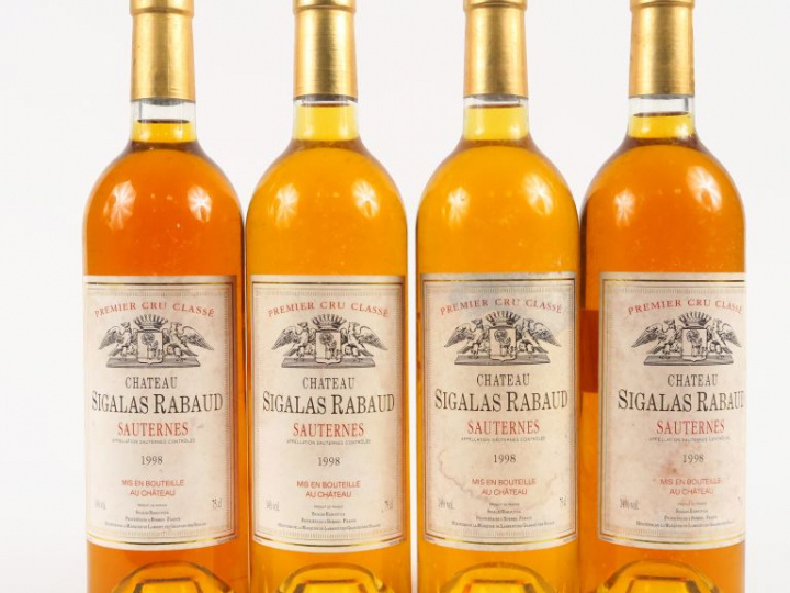 4 BOUTEILLES CHÂTEAU SIGALAS RABAUD 1er CC SAUTERNES - 1998