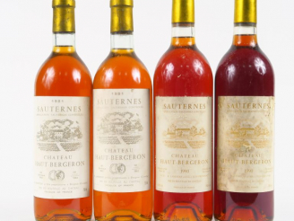 Vente aux enchères 4 BOUTEILLES CHÂTEAU HAUT BERGERON SAUTERNES - 2 de 1981/2 de 1990