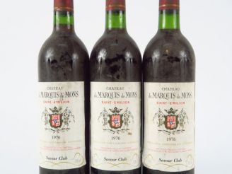 Vente aux enchères 3 BOUTEILLES CHÂTEAU DE MONS ST EMILION - 1976 - 2 BG+