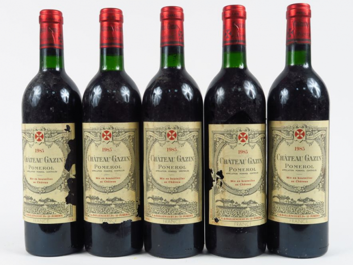 5 BOUTEILLES CHÂTEAU GAZIN POMEROL - 1985 - BG/3 EA