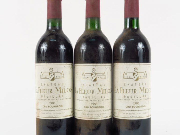 3 BOUTEILLES CHÂTEAU LA FLEUR MILON CB PAUILLAC - 1986 - BG