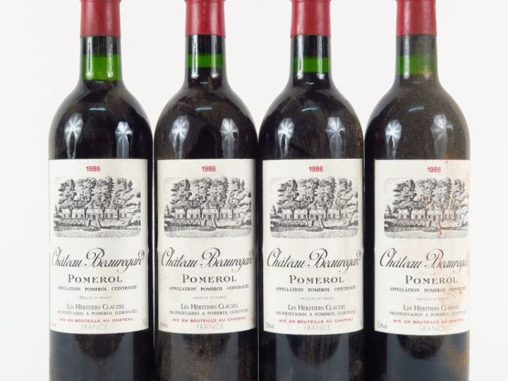 4 BOUTEILLES CHÂTEAU BEAUREGARD POMEROL - 1986 - 1 BG