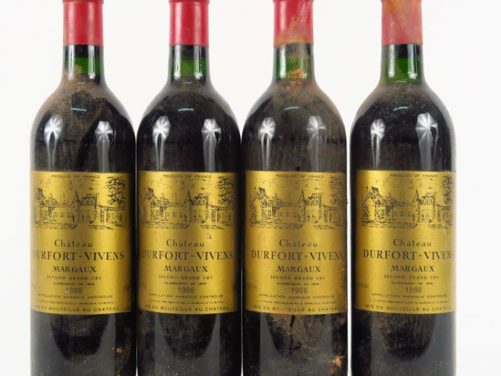 4 BOUTEILLES CHÂTEAU DURFORT VIVENS GCC MARGAUX - 1986 - BG