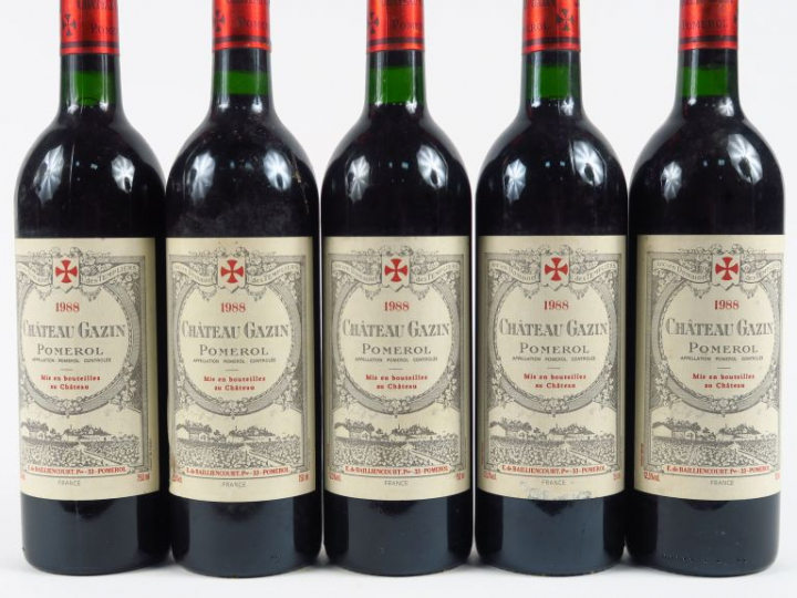 5 BOUTEILLES CHÂTEAU GAZIN POMEROL - 1988 - BG++