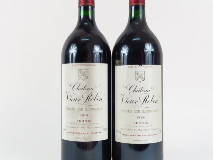 2 MAGNUMS CHÂTEAU VIEUX ROBIN 'BOIS DE LUNIER' CB MEDOC - 1989