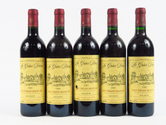 Vente aux enchères 5 BOUTEILLES CHÂTEAU LA GRACE DIEU ST EMILION GC - 1989