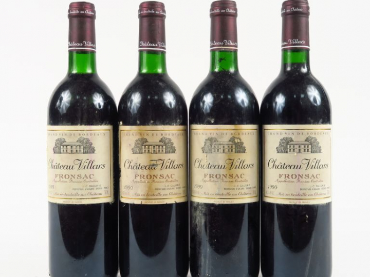 4 BOUTEILLES CHÂTEAU VILLARS FRONSAC - 1990 - BG