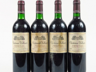 Vente aux enchères 4 BOUTEILLES CHÂTEAU VILLARS FRONSAC - 1990 - BG