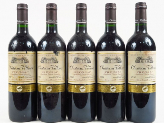 Vente aux enchères 5 BOUTEILLES CHÂTEAU VILLARS FRONSAC - 1996