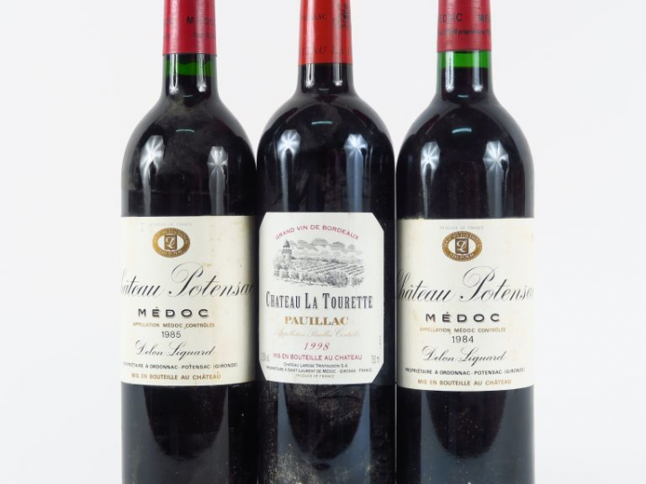 3 BOUTEILLES : 1 CHÂTEAU LA TOURETTE PAUILLAC 1998 - 2 CHÂTEAU POTENSA